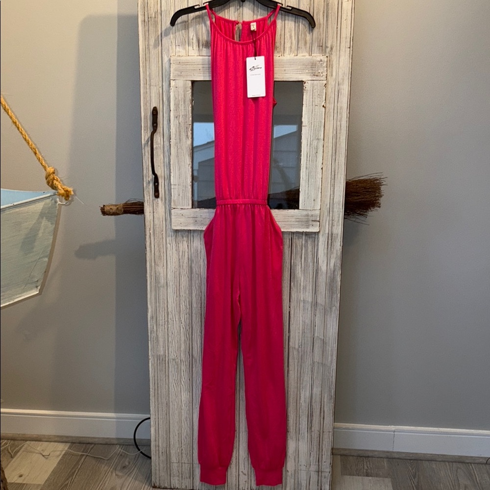 Byinns Halter Neck One Piece Jumpsuit Belted Long Casual Romper Size S NWT
